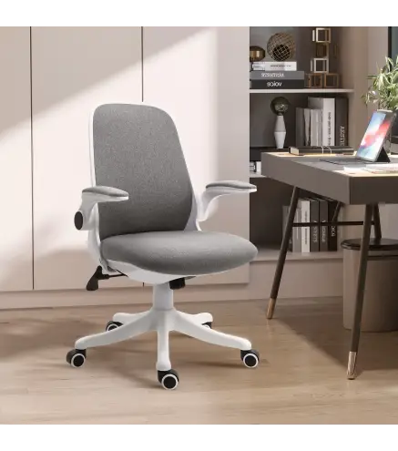 Silla Giratoria de Oficina Silla de Escritorio Basculante Altura Ajustable Reposabrazos Elevable 62,5x60x94-104 cm Gris