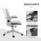 Silla Giratoria de Oficina Silla de Escritorio Basculante Altura Ajustable Reposabrazos Elevable 62,5x60x94-104 cm Gris