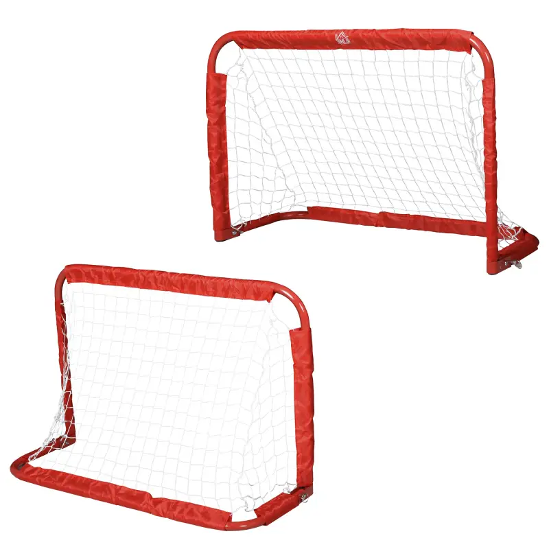Mini Porterías de Fútbol Plegables Set de 2 Porterías de Exterior para Niños y Adultos 90x36x60 cm Rojo