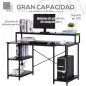 Mesa para Computadora Escritorio de Oficina Estudio con 3 Estantes Tabla Superior Patas con Almohadillas Ajustables Antideslizan