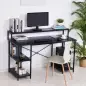 Mesa para Computadora Escritorio de Oficina Estudio con 3 Estantes Tabla Superior Patas con Almohadillas Ajustables Antideslizan