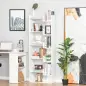 Estantería de 6 Niveles Librería Vertical de Forma Irregular Diseño Moderno Sistema Antivuelco 60x21x162,5 cm Blanco