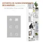 Estantería de 6 Niveles Librería Vertical de Forma Irregular Diseño Moderno Sistema Antivuelco 60x21x162,5 cm Blanco