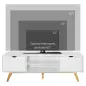 Mesa para Televisores de 65 Pulgadas Módulo TV con 2 Armarios 2 Estantes Abiertos y Patas de Madera 150x39x50 cm Blanco
