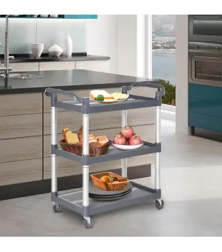 Carrito Auxiliar con Ruedas de Aleación de Aluminio Carrito de Cocina de 3 Niveles Carrito de Almacenamiento Carga 105 k