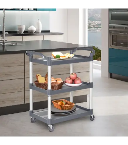 Carrito Auxiliar con Ruedas de Aleación de Aluminio Carrito de Cocina de 3 Niveles Carrito de Almacenamiento Carga 105 k
