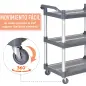 Carrito Auxiliar con Ruedas de Aleación de Aluminio Carrito de Cocina de 3 Niveles Carrito de Almacenamiento Carga 105 kg para C