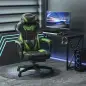 Silla Gaming Ergonómica Silla de Escritorio de Oficina Regulable en Altura Reclinable Respaldo con Reposapiés Reposacabezas Cojí