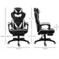 Silla Gaming Ergonómica Silla de Escritorio de Oficina Regulable en Altura Reclinable Respaldo con Reposapiés Reposacabezas Cojí
