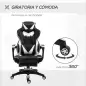 Silla Gaming Ergonómica Silla de Escritorio de Oficina Regulable en Altura Reclinable Respaldo con Reposapiés Reposacabezas Cojí