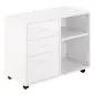 Armario de Oficina para Impresora Mueble Multifuncional con 3 Cajones Estantes y Ruedas 80x40x65 cm Blanco