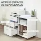 Armario de Oficina para Impresora Mueble Multifuncional con 3 Cajones Estantes y Ruedas 80x40x65 cm Blanco