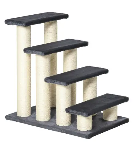 Escalera para Mascotas 60x42x61 cm Escalera para Gatos Perros Mayores Enfermos Pequeños Cubierta Suave de Peluche Rascad