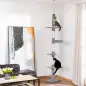 Árbol para Gatos de Suelo al Techo de 230-260 cm con Altura Ajustable Plataformas Hamaca y Postes de Sisal Gris