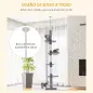 Árbol para Gatos de Suelo al Techo de 230-260 cm con Altura Ajustable Plataformas Hamaca y Postes de Sisal Gris