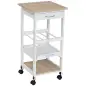 Carrito de Cocina Carro de Servicio Multifuncional de 4 Niveles con Ruedas Cajón Estantes y Botellero 37x37x76 cm Blanco