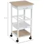 Carrito de Cocina Carro de Servicio Multifuncional de 4 Niveles con Ruedas Cajón Estantes y Botellero 37x37x76 cm Blanco