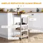 Carrito de Cocina Carro de Servicio Multifuncional de 4 Niveles con Ruedas Cajón Estantes y Botellero 37x37x76 cm Blanco