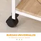 Carrito de Cocina Carro de Servicio Multifuncional de 4 Niveles con Ruedas Cajón Estantes y Botellero 37x37x76 cm Blanco