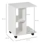 Mesita Auxiliar con Ruedas Mesa para Sofá en Forma de C con Estantes Abiertos para Salón 45x35x58 cm Blanco