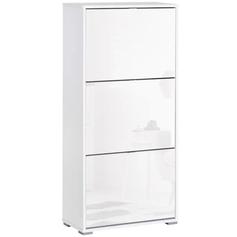 Armario de Zapatos Zapatero Moderno con 3 Cajones Capacidad de 18 Pares de Zapatos para Pasillo 60x26x124 cm Blanco