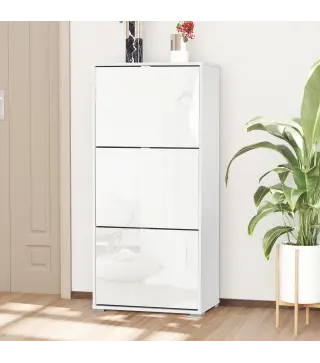 Armario de Zapatos Zapatero Moderno con 3 Cajones Capacidad de 18 Pares de Zapatos para Pasillo 60x26x124 cm Blanco