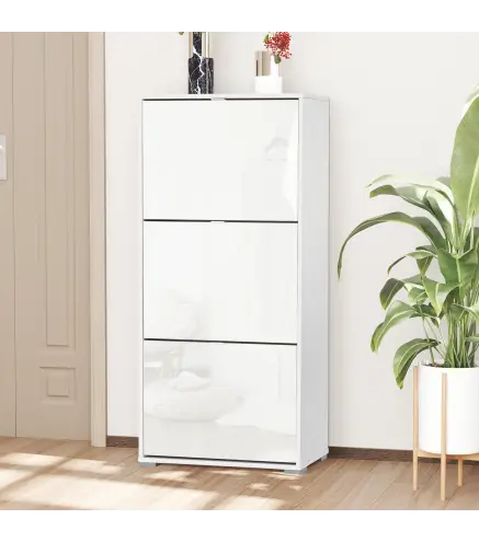 Armario de Zapatos Zapatero Moderno con 3 Cajones Capacidad de 18 Pares de Zapatos para Pasillo 60x26x124 cm Blanco