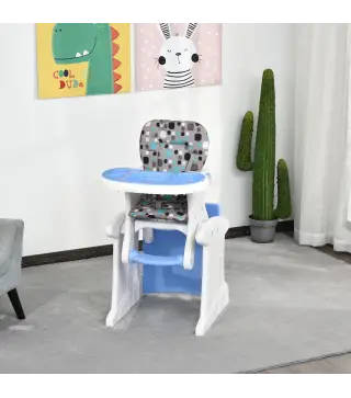 Trona para Bebés 2 en 1 para 6 Meses a 6 Años Transformable en Mesa y Silla Multifuncional Ajustable en 3 Posiciones Respaldo Al