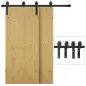 Herraje para Puerta Corredera 200 cm Kit de Acero al Carbono Accesorios con 2 Puertas Deslizantes de Madera Negro