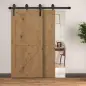 Herraje para Puerta Corredera 200 cm Kit de Acero al Carbono Accesorios con 2 Puertas Deslizantes de Madera Negro