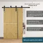 Herraje para Puerta Corredera 200 cm Kit de Acero al Carbono Accesorios con 2 Puertas Deslizantes de Madera Negro