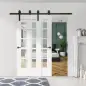 Herraje para Puerta Corredera 200 cm Kit de Acero al Carbono Accesorios con 2 Puertas Deslizantes de Madera Negro