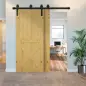 Herraje para Puerta Corredera 200 cm Kit de Acero al Carbono Accesorios con 2 Puertas Deslizantes de Madera Negro