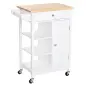 Carrito de Cocina Carro Auxiliar con Ruedas 1 Cajón 1 Armario 3 Estantes Abiertos de Almacenamiento para Comedor 66x39,5x86,5 cm