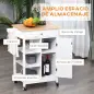 Carrito de Cocina Carro Auxiliar con Ruedas 1 Cajón 1 Armario 3 Estantes Abiertos de Almacenamiento para Comedor 66x39,5