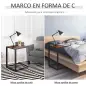 Mesita Auxiliar Pequeña Mesa para Sofá en Forma de C Estructura de Metal y Tablero de Madera MDF 40,6x50,8x64,2 cm Nogal