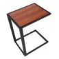 Mesita Auxiliar Pequeña Mesa para Sofá en Forma de C Estructura de Metal y Tablero de Madera MDF 40,6x50,8x64,2 cm Nogal
