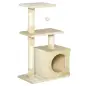 Árbol Rascador para Gatos 81,5 cm Torre para Gatos con Postes de Sisal 2 Plataformas Cueva y Bola Colgante Estilo Elegan