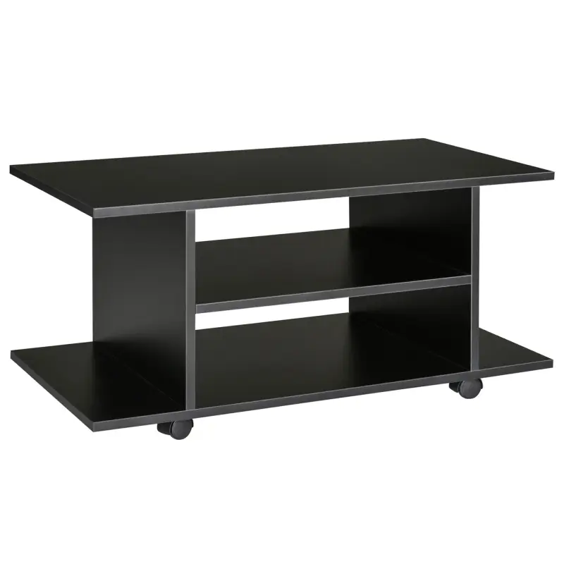 Mueble para Televisión Mesa para TV con Estantes y Ruedas con Bloqueo Superficie de Melamina 80x40x40 cm Negro
