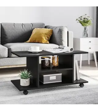 Mueble para Televisión Mesa para TV con Estantes y Ruedas con Bloqueo Superficie de Melamina 80x40x40 cm Negro