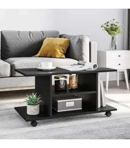 Mueble para Televisión Mesa para TV con Estantes y Ruedas con Bloqueo Superficie de Melamina 80x40x40 cm Negro