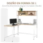 Escritorio en Forma de L Multifuncional Mesa para Oficina o Estudio con Estantes Altos Espacio Amplio Moderno y Minimalista 140x