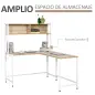 Escritorio en Forma de L Multifuncional Mesa para Oficina o Estudio con Estantes Altos Espacio Amplio Moderno y Minimalista 140x