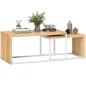 Juego de 2 Mesas de Centro Mesa Nido Moderna Marco de Metal para Salón 90x48x42 cm y 59x42x36 cm Natural y Blanco