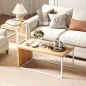 Juego de 2 Mesas de Centro Mesa Nido Moderna Marco de Metal para Salón 90x48x42 cm y 59x42x36 cm Natural y Blanco