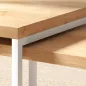 Juego de 2 Mesas de Centro Mesa Nido Moderna Marco de Metal para Salón 90x48x42 cm y 59x42x36 cm Natural y Blanco