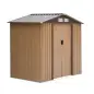 Caseta de Jardín 213x130x185 cm Cobertizo Metálico de Exterior para Almacenamiento de Herramientas Caqui