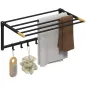 Toallero de Baño de Pared Toallero Plegable con 5 Barras y 6 Ganchos para Toallas Baño 60 cm Negro