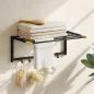 Toallero de Baño de Pared Toallero Plegable con 5 Barras y 6 Ganchos para Toallas Baño 60 cm Negro