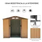 Caseta de Jardín 213x130x185 cm Cobertizo Metálico de Exterior para Almacenamiento de Herramientas Caqui